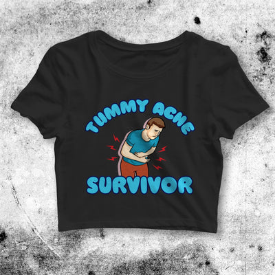 Y2K Crop Top Tummy Ache Survivor Crop Tee Meme Shirt Aesthetic Y2K - bestshirtz#