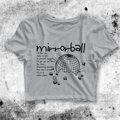 Mirrorball Crop Top Y2K Cop Tee Lyric Pop Shirt Disco Ball Music - bestshirtz#