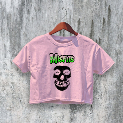 Misfits Crop Top Skull Logo Crop Tee The Misfits Shirt Punk Rock Band - bestshirtz#