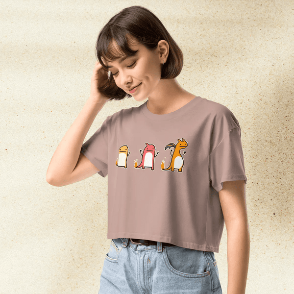 Pokemon Mega Charizard Evolution Crop Top | Anime Graphic Fire Dragon Y2K Aesthetic Crop Tee - bestshirtz