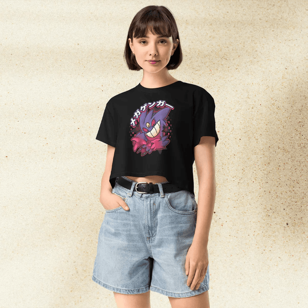 Pokemon Gengar Crop Top | Gastly Haunter Gengar Ghost Anime Y2K Crop Tee - bestshirtz
