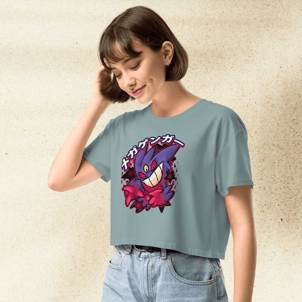Pokemon Gengar Crop Top | Gastly Haunter Gengar Ghost Anime Y2K Crop Tee - bestshirtz