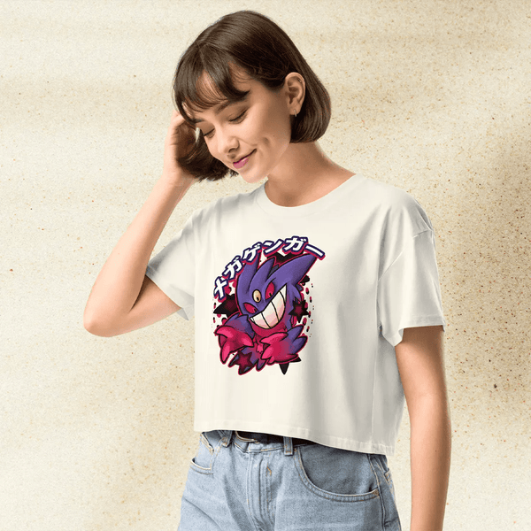 Pokemon Gengar Crop Top | Gastly Haunter Gengar Ghost Anime Y2K Crop Tee - bestshirtz