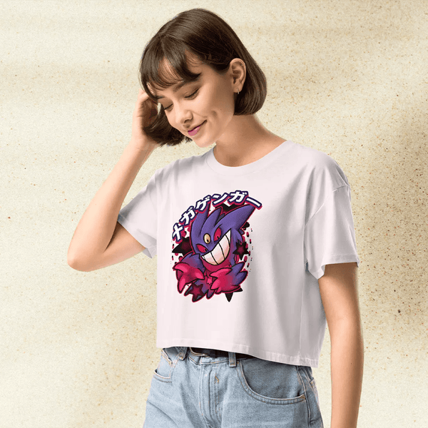 Pokemon Gengar Crop Top | Gastly Haunter Gengar Ghost Anime Y2K Crop Tee - bestshirtz