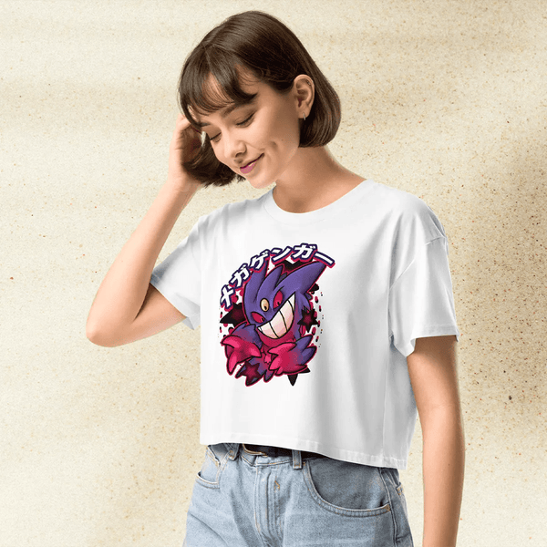 Pokemon Gengar Crop Top | Gastly Haunter Gengar Ghost Anime Y2K Crop Tee - bestshirtz