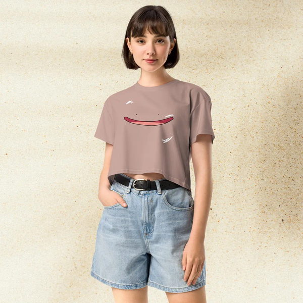 Pokemon Ditto Smile Crop Top | Cute Kawaii Ditto Face Anime Crop Tee | Y2K Pokemon Shirt