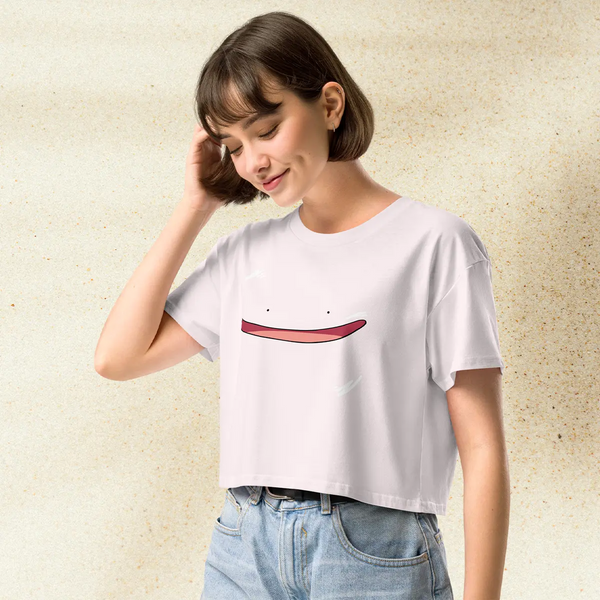 Pokemon Ditto Smile Crop Top | Cute Kawaii Ditto Face Anime Crop Tee | Y2K Pokemon Shirt