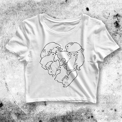 Bunny Heart Shape Crop Top Bunny Heart Shirt Bunny Aesthetic Y2K Shirt - bestshirtz#