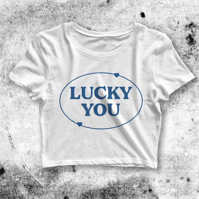 Y2K Crop Top Lucky You Crop Tee Aesthetic Y2K Shirt Lucky Girl Merch - bestshirtz#