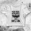 We're Here We're Queer Crop Top Custom Shirt Capitalism Aesthetic Y2K Shirt - bestshirtz#