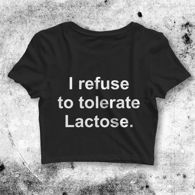 Tolerate Lactose Crop Top Y2K Crop Tee Fun Statement Shirt Funny Quote - bestshirtz#