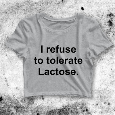 Tolerate Lactose Crop Top Y2K Crop Tee Fun Statement Shirt Funny Quote - bestshirtz#