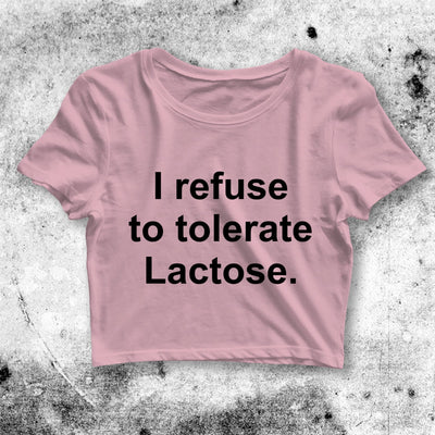 Tolerate Lactose Crop Top Y2K Crop Tee Fun Statement Shirt Funny Quote - bestshirtz#