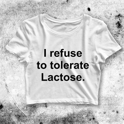 Tolerate Lactose Crop Top Y2K Crop Tee Fun Statement Shirt Funny Quote - bestshirtz#