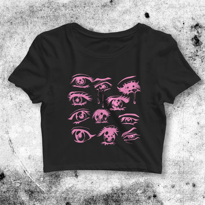 Y2K Crop Top Anime Eye Girls Crop Tee Anime Eye Shirt Aesthetic Y2K - bestshirtz#