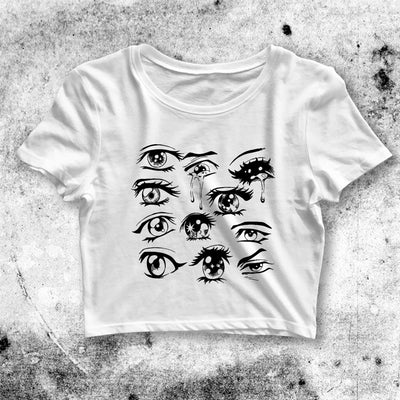 Y2K Crop Top Anime Eye Girls Crop Tee Anime Eye Shirt Aesthetic Y2K - bestshirtz#