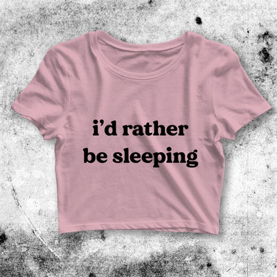 Y2K Crop Top Rather Be Sleeping Crop Tee Meme Aesthetic Y2K Shirt - bestshirtz#