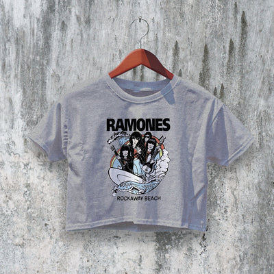 Ramones Crop Top Rockaway Beach Crop Tee Band Rocket to Russia Shirt - bestshirtz#