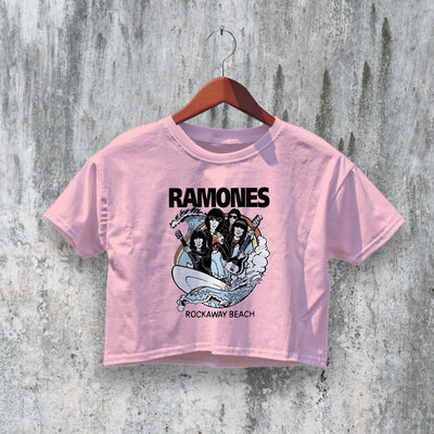 Ramones Crop Top Rockaway Beach Crop Tee Band Rocket to Russia Shirt - bestshirtz#