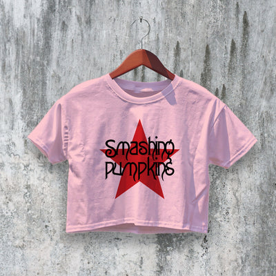 Smashing Pumpkins Crop Top Logo Star Crop Tee Band Mellon Collie Shirt - bestshirtz#