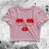 Heart Glasses Women Crop Top Heart Glasses Shirt Aesthetic Y2K Shirt