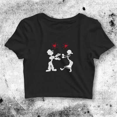 Popeye Heart Crop Top Popeye Crop Tee Aesthetic Olive Shirt - bestshirtz#