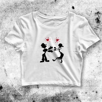 Popeye Heart Crop Top Popeye Crop Tee Aesthetic Olive Shirt - bestshirtz#