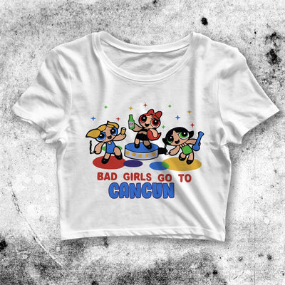 The Powerpuff Girls Crop Top Bad Girl Go to Cancun Crop Tee Cartoon - bestshirtz#