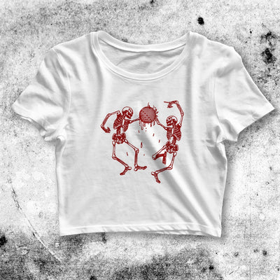 Dancing Skeleton Crop Top Dancing Skeleton Shirt Aesthetic Y2K Shirt - bestshirtz#