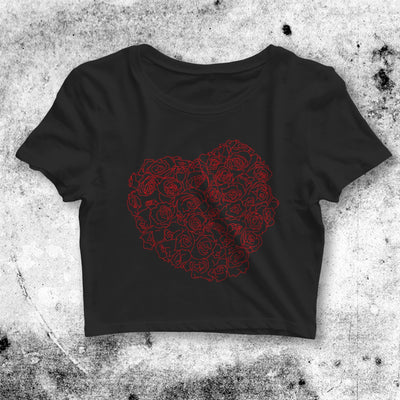 Rose Heart Shape Crop Top Rose Heart Shape Shirt Aesthetic Y2K Shirt - bestshirtz#