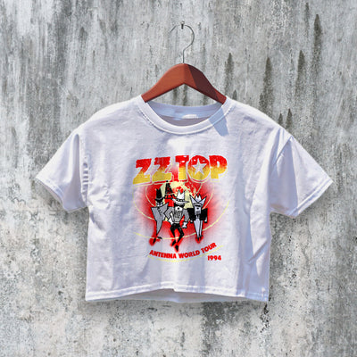 ZZ Top Crop Top Antenna World Tour 1994 Crop Tee Rock Band Tour Shirt - bestshirtz#